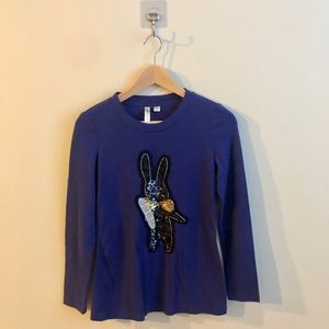 Long sleeve T-shirt with bunny pattern